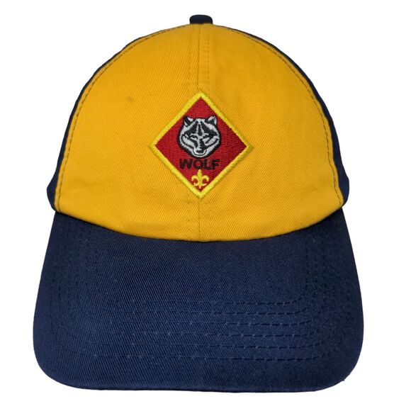 Boy Scouts Boy's Strapback Hat Blue Yellow Wolf Cub Embroidered Logo Adjustable - Picture 1 of 7